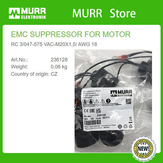 236128 MURR EMC SUPPRESSOR FOR MOTOR RC 3/047-575 VAC-M20X1,5/ AWG 18  100% NEW