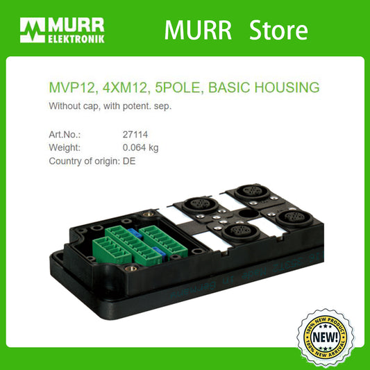 27114 MURR MVP12, 4XM12, 5POLE, BASIC HOUSING Without cap, with potent. sep. 100%NEW
