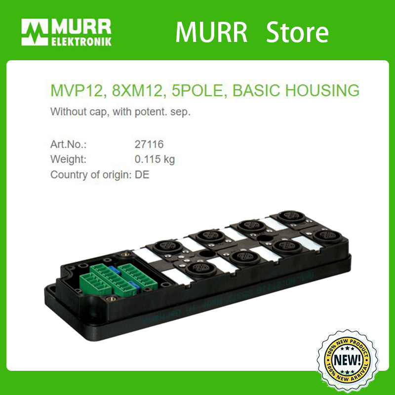 27116 MURR MVP12, 8XM12, 5POLE, BASIC HOUSING Without cap, with potent. sep.  100% NEW
