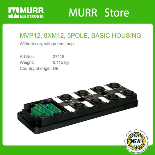 27116 MURR MVP12, 8XM12, 5POLE, BASIC HOUSING Without cap, with potent. sep.  100% NEW