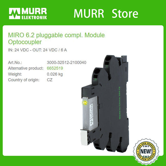 3000-32512-2100040 MURR MIRO 6.2 pluggable compl. Module Optocoupler IN: 24 VDC - OUT: 24 VDC / 6 A  100%NEW