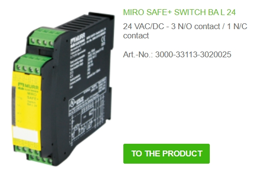 3000-33113-3020025 MURR MIRO SAFE+ SWITCH BA L 24 24 VAC/DC - 3 N/O contact / 1 N/C contact  100% NEW