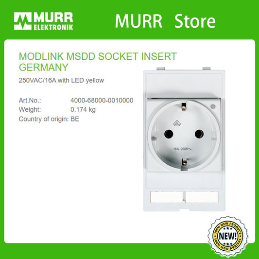 4000-68000-0010000 MURR MODLINK MSDD SOCKET INSERT GERMANY 250VAC/16A with LED yellow