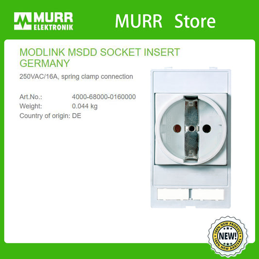 4000-68000-0160000 MURR MODLINK MSDD SOCKET INSERT GERMANY 250VAC/16A, spring clamp connection  100% NEW