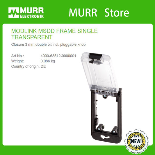 4000-68512-0000001 MURR MODLINK MSDD FRAME SINGLE TRANSPARENT Closure 3 mm double bit incl. pluggable knob 100% new