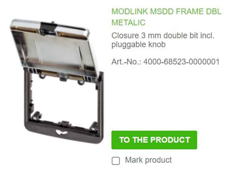 4000-68523-0000001 MURR MODLINK MSDD FRAME DBL METALIC Closure 3 mm double bit incl. pluggable knob 100% NEW