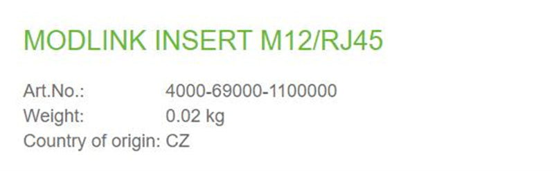 4000-69000-1100000 MURR MODLINK INSERT M12/RJ45  100% NEW