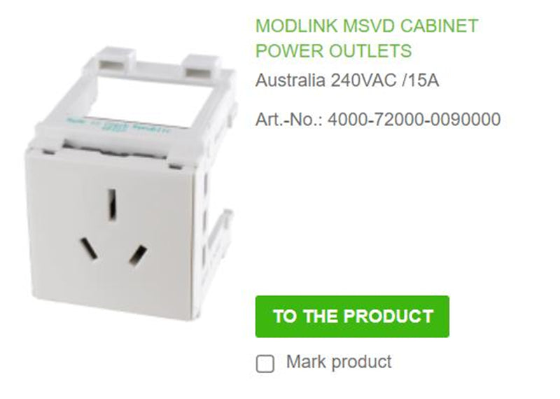 4000-72000-0090000 MURR MODLINK MSVD CABINET POWER OUTLETS Australia 240VAC /15A  100% NEW