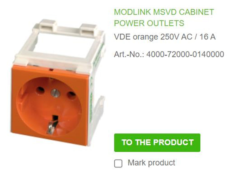 4000-72000-0140000 MURR MODLINK MSVD CABINET POWER OUTLETS VDE orange 250V AC / 16 A  100% NEW