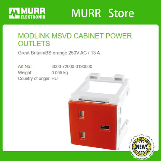 4000-72000-0190000 MURR MODLINK MSVD CABINET POWER OUTLETS Great Britain/BS orange 250V AC / 13 A  100% NEW
