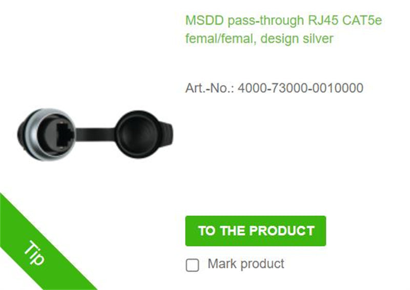 4000-73000-0010000 MURR MSDD pass-through RJ45 CAT5e femal/femal, design silver  100% new