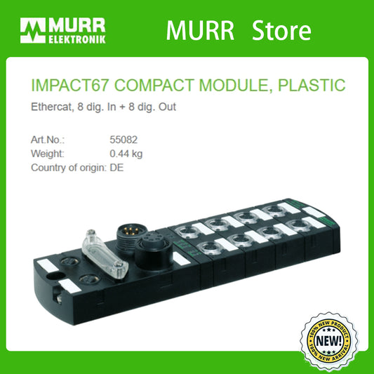 55082 MURR IMPACT67 COMPACT MODULE, PLASTIC Ethercat, 8 dig. In + 8 dig. Out  100% NEW