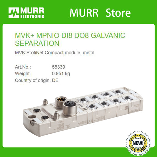 55339 MURR MVK+ MPNIO DI8 DO8 GALVANIC SEPARATION MVK ProfiNet Compact module, metal  100% NEW