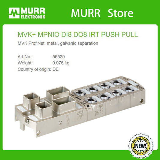 55529 MURR MVK+ MPNIO DI8 DO8 IRT PUSH PULL MVK ProfiNet, metal, galvanic separation  100% NEW