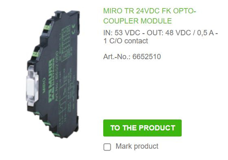 6652510  MURR MIRO TR 5VDC FK OPTO-COUPLER MODULE IN: 5,5 VDC - OUT: 48 VDC / 2A  100% NEW