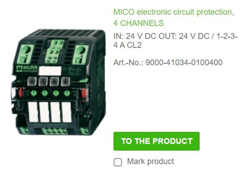 9000-41034-0100400 MURR MICO electronic circuit protection, 4 CHANNELS IN: 24 V DC OUT: 24 V DC / 1-2-3-4 A CL2  100% NEW