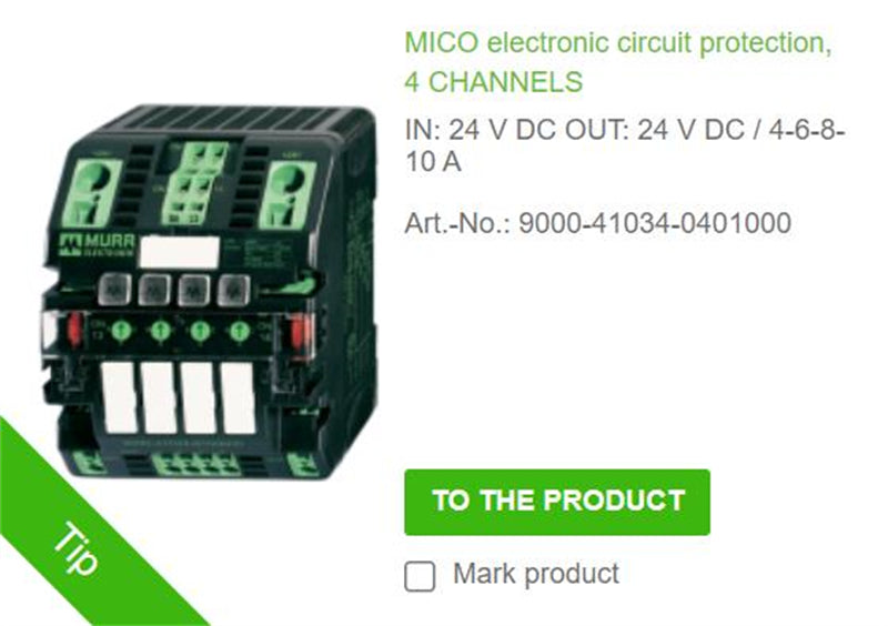 9000-41034-0401000 MURR MICO electronic circuit protection, 4 CHANNELS IN: 24 V DC OUT: 24 V DC / 4-6-8-10 A  100% NEW