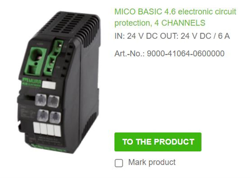 9000-41064-0600000 MURR MICO BASIC 4.6 electronic circuit protection, 4 CHANNELS IN: 24 V DC OUT: 24 V DC / 6 A  100% NEW