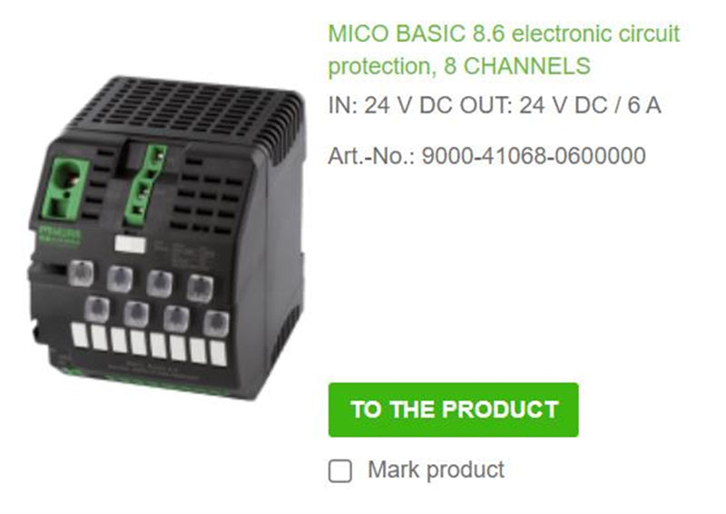 9000-41068-0600000 MURR MICO BASIC 8.6 electronic circuit protection, 8 CHANNELS IN: 24 V DC OUT: 24 V DC / 6 A  100% NEW