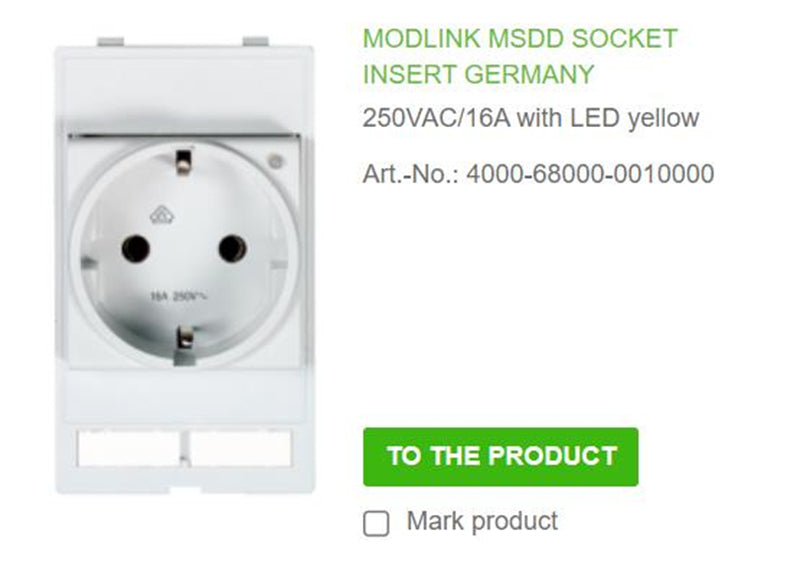 4000-68000-0010000 MURR MODLINK MSDD SOCKET INSERT GERMANY 250VAC/16A with LED yellow