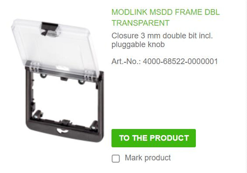 4000-68522-0000001 MURR MODLINK MSDD FRAME DBL TRANSPARENT Closure 3 mm double bit incl. pluggable knob 100% NEW