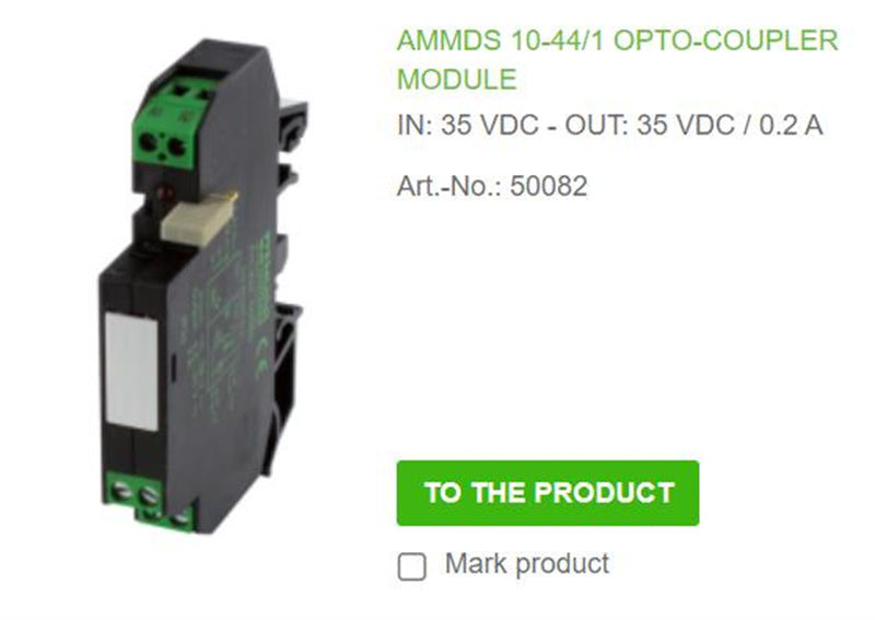 50082 MURR AMMDS 10-44/1 OPTO-COUPLER MODULE IN: 35 VDC - OUT: 35 VDC / 0.2 A  100% NEW