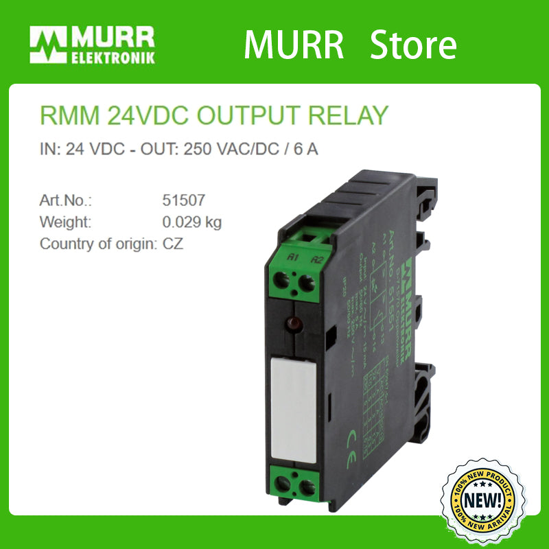 51507 MURR RMM 24VDC OUTPUT RELAY IN: 24 VDC - OUT: 250 VAC/DC / 6 A  100% NEW