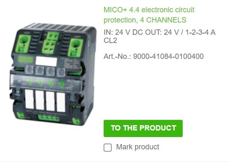 9000-41084-0100400 MURR MICO+ 4.4 electronic circuit protection, 4 CHANNELS IN: 24 V DC OUT: 24 V / 1-2-3-4 A CL2 100% NEW